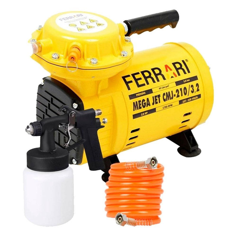 Compressor Ar Direto 1/2 hp c/ Kit mega jet CMJ-210/3,2 bivolt ferrari