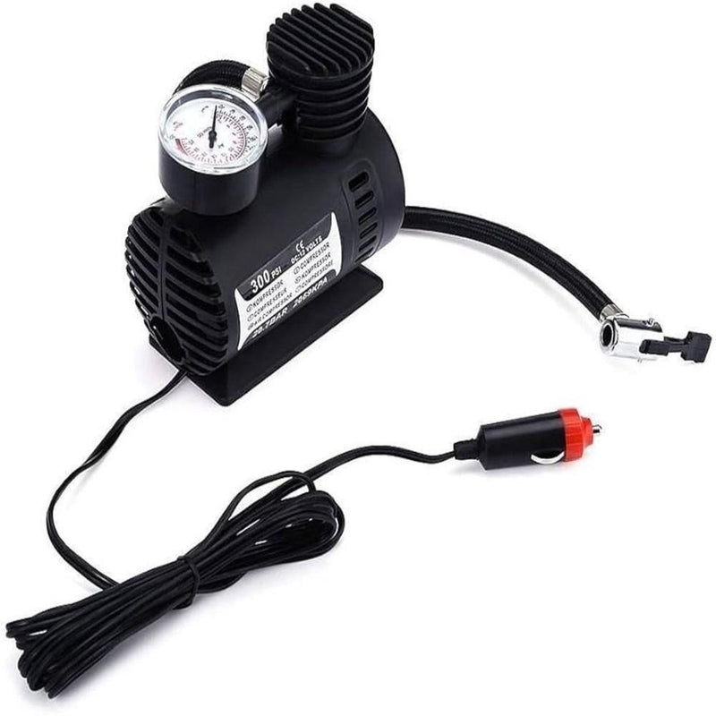 Compressor de ar 3 bicos calibrador mini eletrico 12V portatil carro barco pneu moto bike manometro veicular