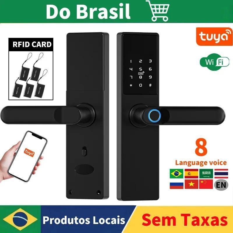 Fechadura Digital Eletrônica Tuya Biometria Senha Rh05 Wifi